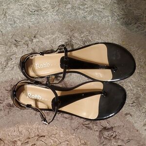 Rohb by Joyce Azria patent black sandals Size 9.5
